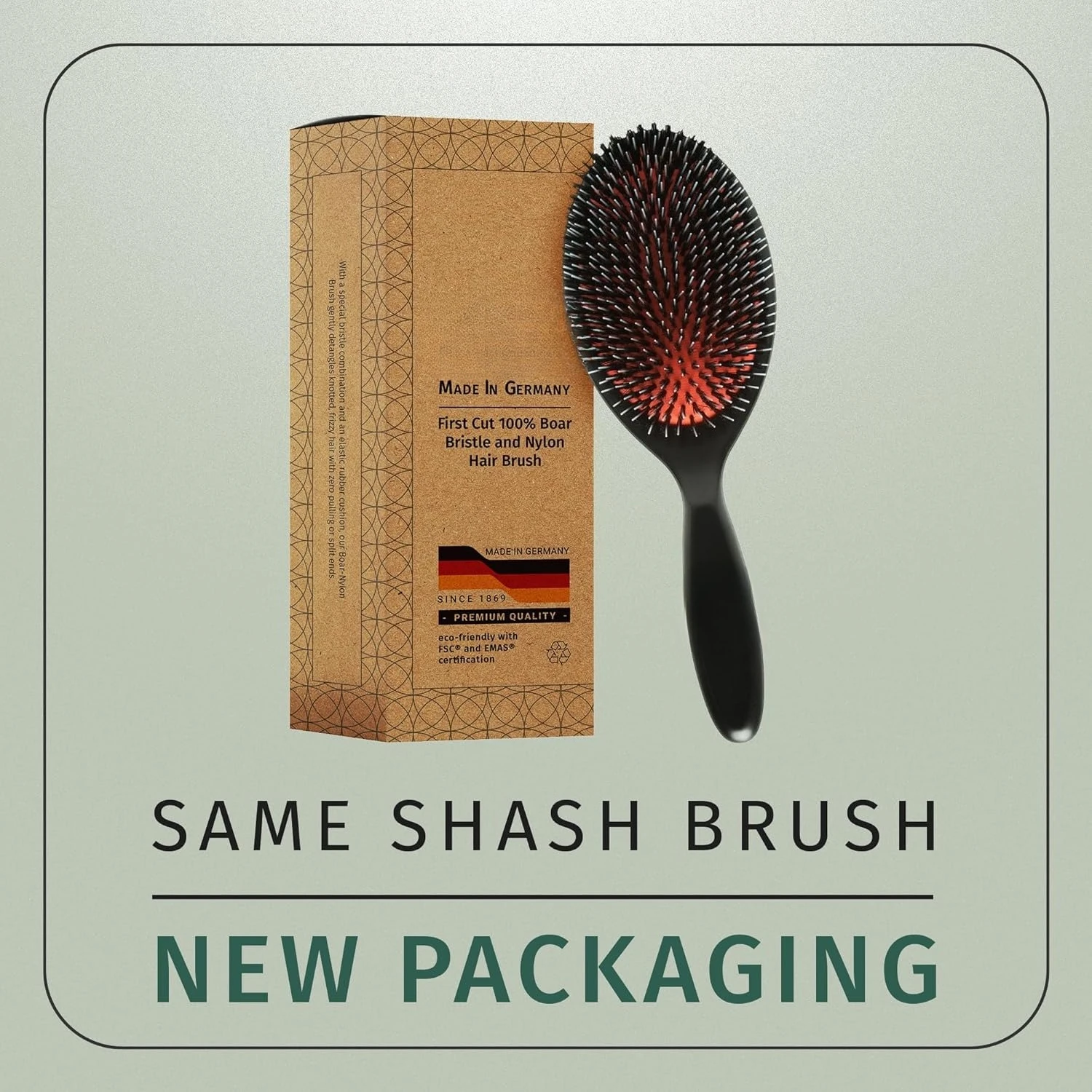 

1869 Hand Made In Germany - Nylon Boar Bristle Brush Suitable For Normal to Thick Hair-Gently Detangles,No Pulling or Split Ends