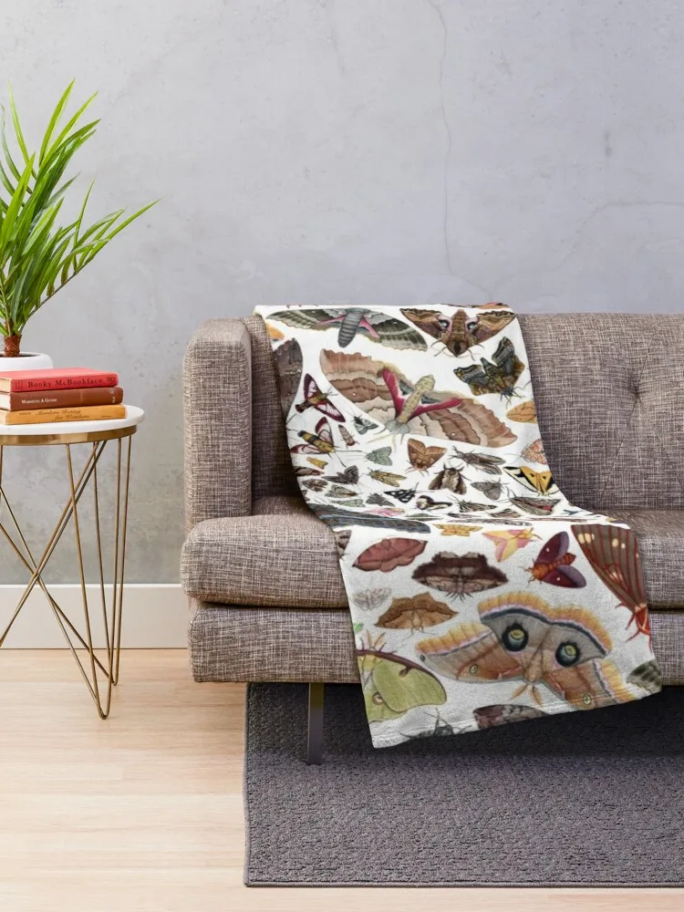 Moths of North America Pattern Throw Blanket decorative blankets