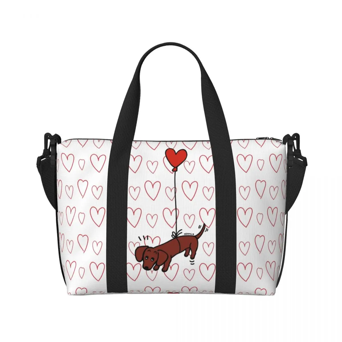 Custom  Smooth Haired Dachshund Floating In The Air Grocery Shopping Tote Bags   Wiener Badger Sausage Dog Beach Gym Travel Bags