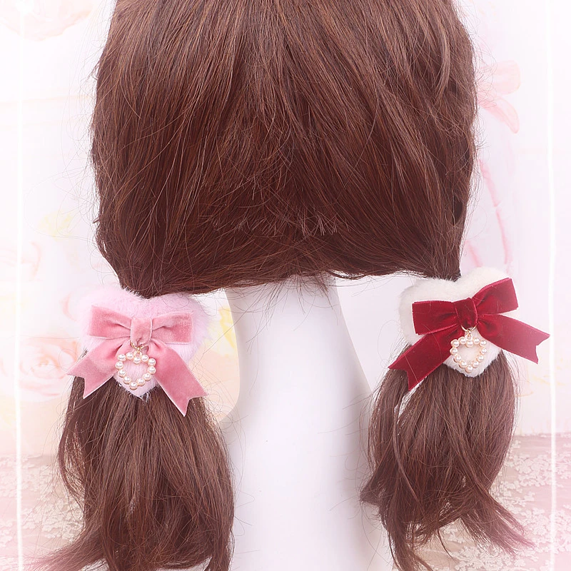 Pinza para el pelo japonesa Lo para niña, hecha a mano, dulce regalo Y2K para niña, estilo Lolita, lazo en forma de corazón, horquilla bonita para mujer