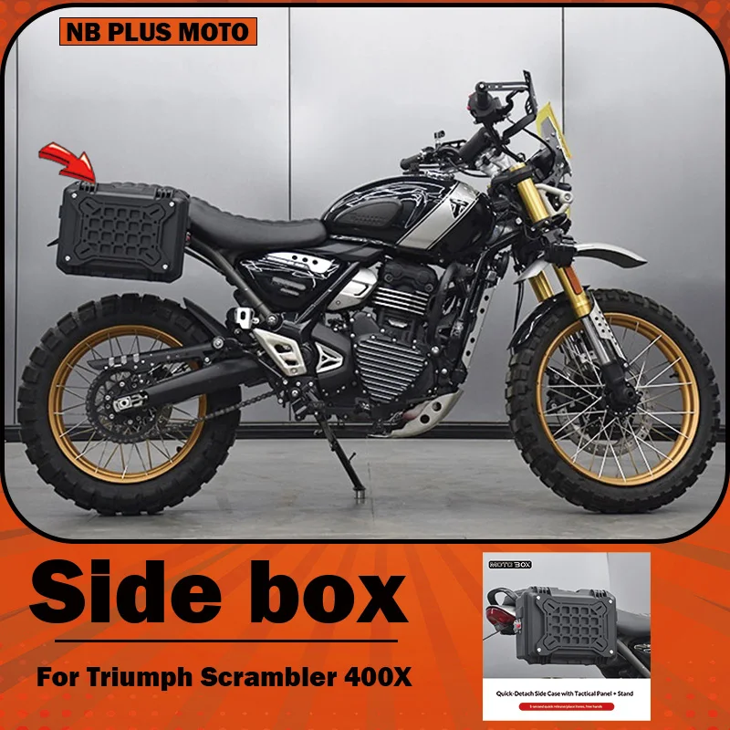 【Premium】For Triumph Scrambler 400X Customized Quick-Release Side Box, Vintage Canvas Side Bag, Tool Box, Rack, and Mounting Acc