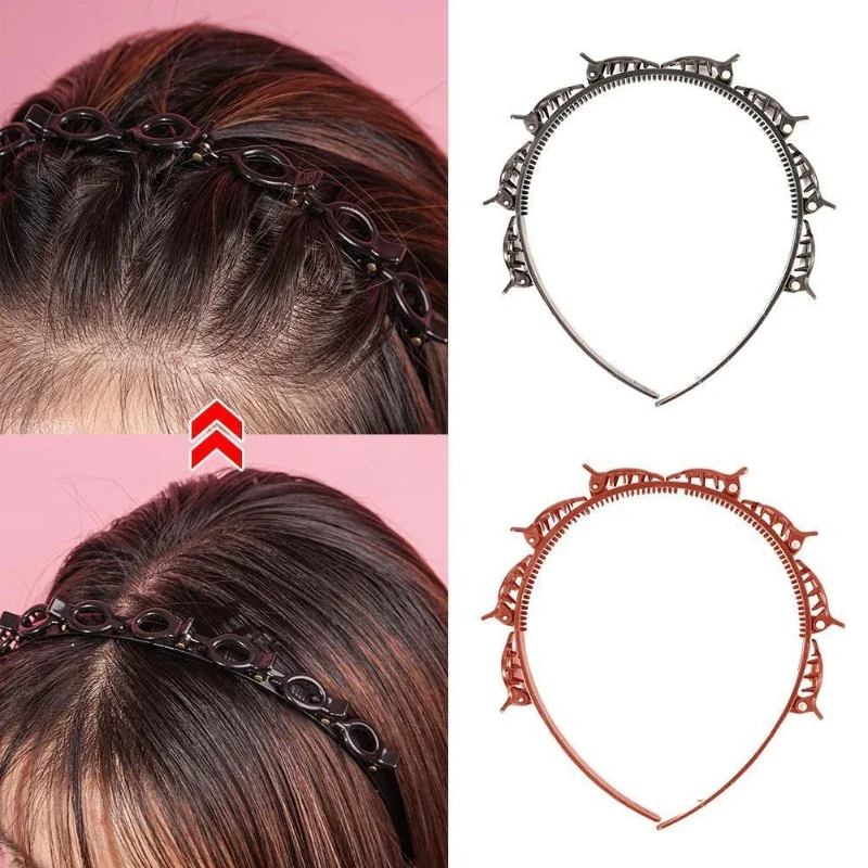 2024 New Double Bangs Hairstyle Hair Clips Hairpin Head Hoop Twist Plait Clip Front Hairclips Hair Hoop Women Headband Headwear