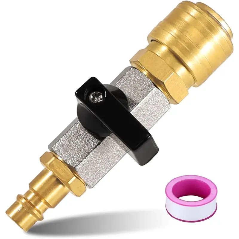 ABJI-G1/4 Inch Quick Release Coupling Compressed Air Stopcock, 1/4 Inch Brass Filling Valve