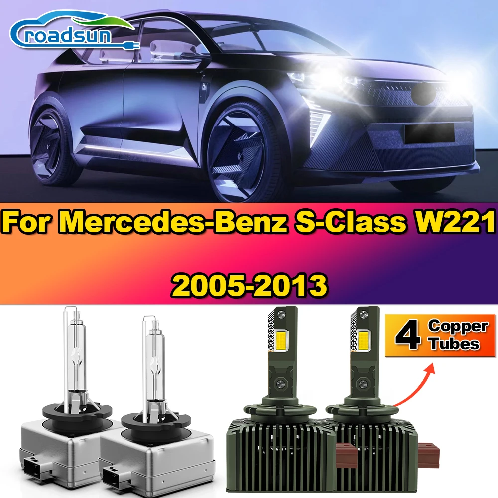 120W D1S LED Headlight Bulbs 6000K White Plug and Play Xenon HID Lights For Mercedes-Benz S-Class W221 2005-2010 2011 2012 2013