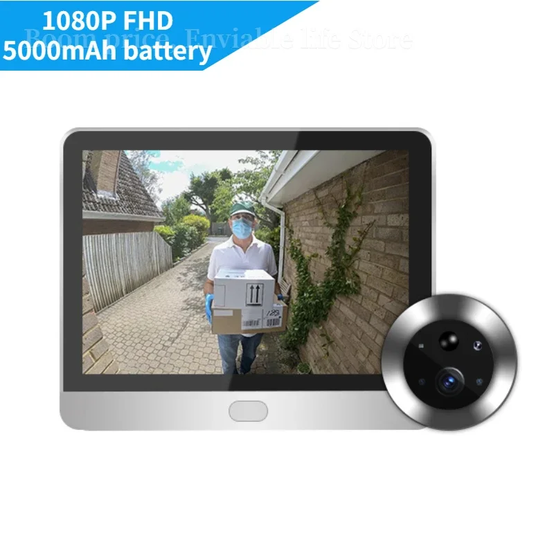 1080P Smart Life Home Digital Doorbell Viewer Peepholes Door Camera Eye WiFi IR Night Vision with 4.3 Inch Monitor Cat Eye