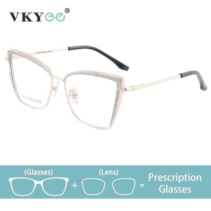 

VKYEE New Fashion Simple Butterfly Design Progressive Multifocal Anti-Blue Light Photochromic Customizable Prescription 87070
