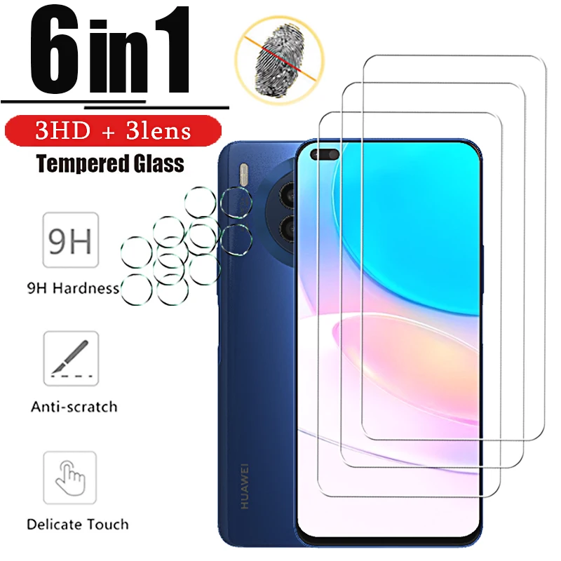 6in1 for Huawei Nova 8i Full Cover Tempered Glass Black HD on For Huawei Nova8i 6.67