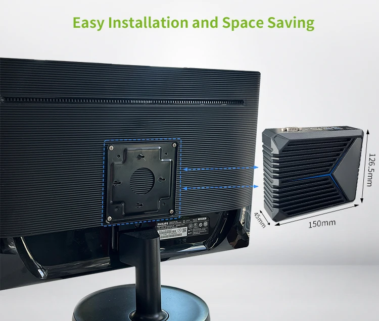 Fanless Thin Compact Computer J6412 CPU Mini Pc Quad Core Win 11 Embedded PC with 2xHD