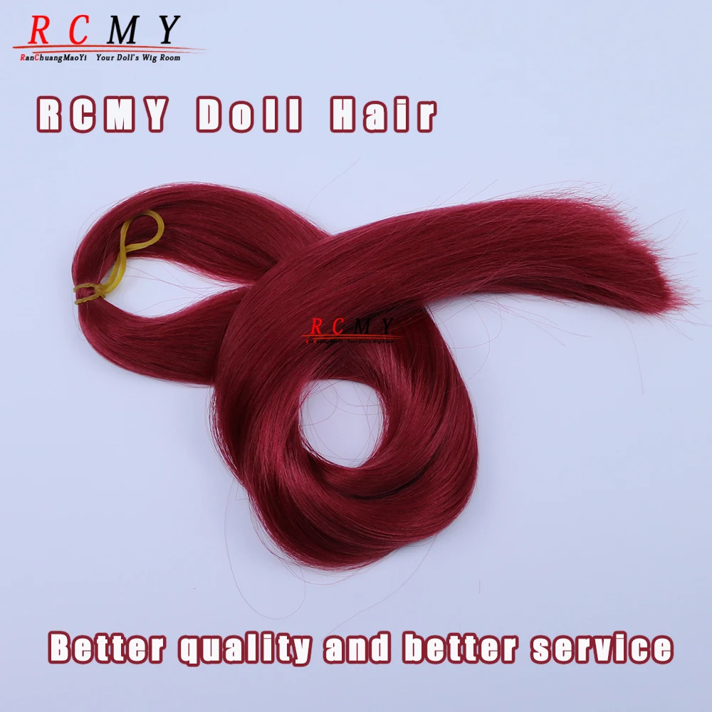 วิกผมตุ๊กตาไหมนมสีแดง RCMY สำหรับตุ๊กตา BJD/SD วิกผมตุ๊กตาแบบรากผม วิกผมตุ๊กตาแบบปลูกผม ถักมือ สีชมพู ทอง ดำ อุปกรณ์เสริมผมตุ๊กตา
