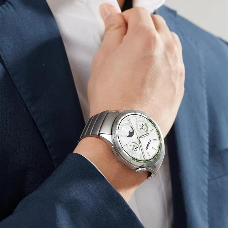 حزام نهاية منحني بدون ثغرات لساعة هواوي ، سوار فخم من الفولاذ المقاوم للصدأ ، سوار سريع التحرير ، مقاس ، GT4 ، 46 ، 22