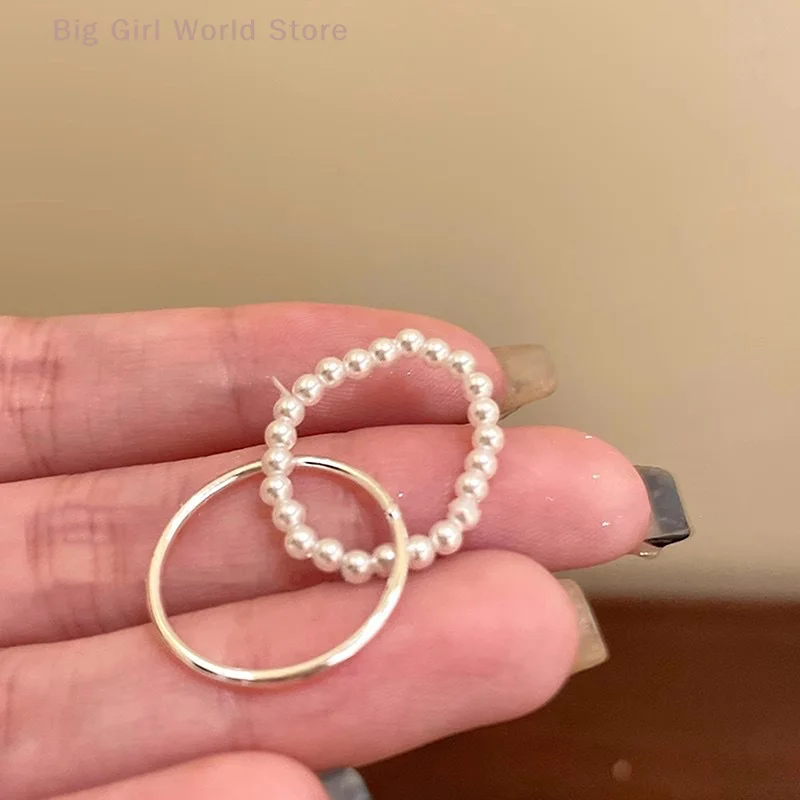 Innovative 2Pcs Cartoon Sausage Dog Ring with Simple Pearl Accent; Ideal for Women or Girls who Love Unique Fashion Accessories