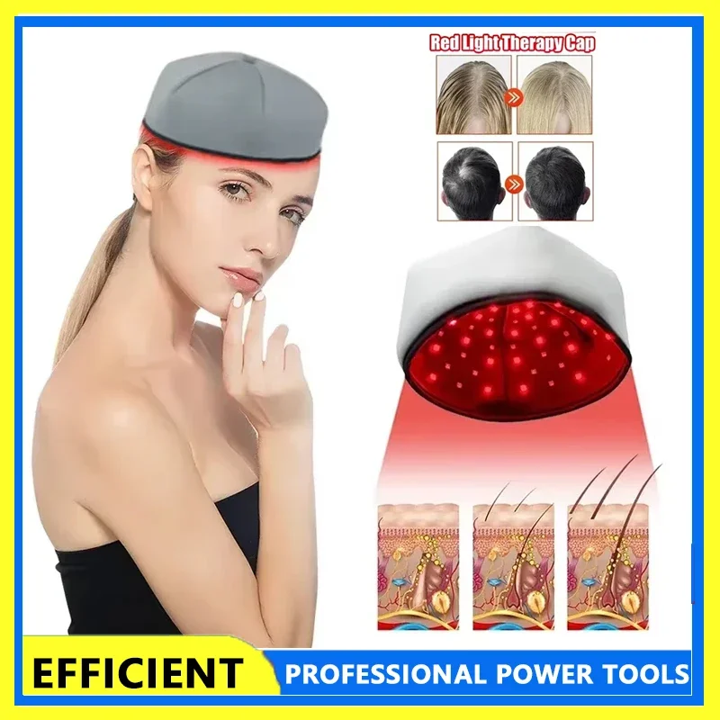 

2025 Новая шапочка для терапии красным светом, лазерная 660 нм 830 нм, красная инфракрасная шапка для восстановления роста волос, лечение выпадения волос, шлем, массажер для кожи головы