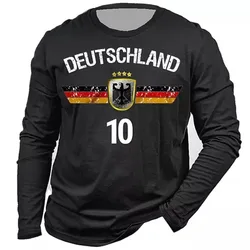 Germany National Emblem Print Men's T Shirts Fashion Cotton Long Sleeve T-shirt Casual O-neck Loose Top Fashion Men Clothing Tee