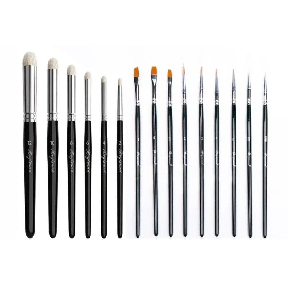 Professional Wool Wool Makeup Brushes Black Nylon hair Ceramic Gesso Craft Brushes Multi-purpose Acrylic Brushes Set