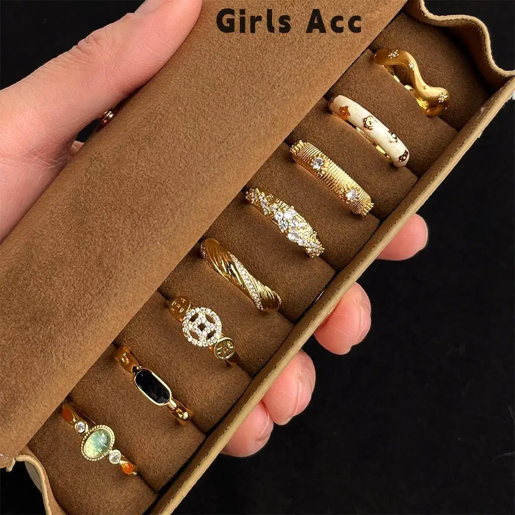 

Элегантное винтажное кольцо с цирконием для женщин, модный дизайн с буквами, в дворцовом стиле, повседневные ювелирные украшения