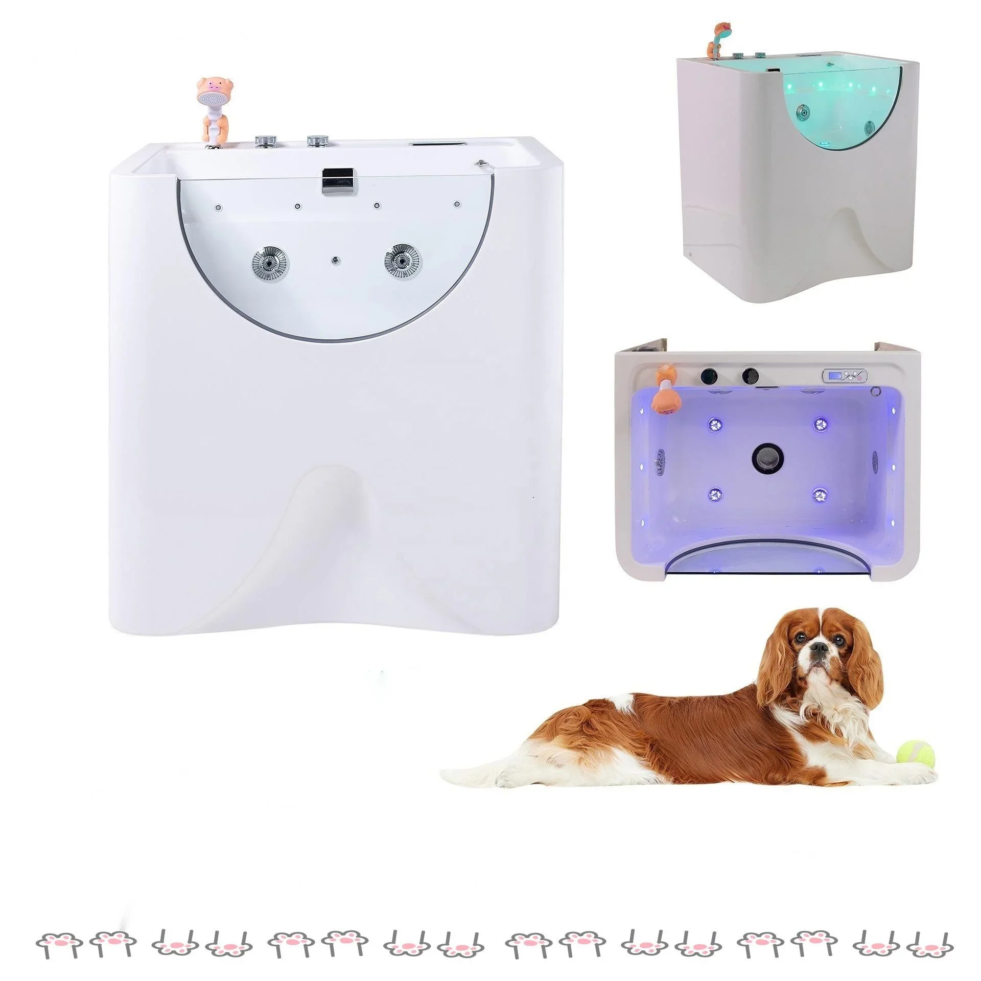 One-piece Shaped Luxury Acrylic Indoor Medium Small Size Massage Pet Tub Cat Dog Hospital Bath Spa Pet Grooming Bathtub