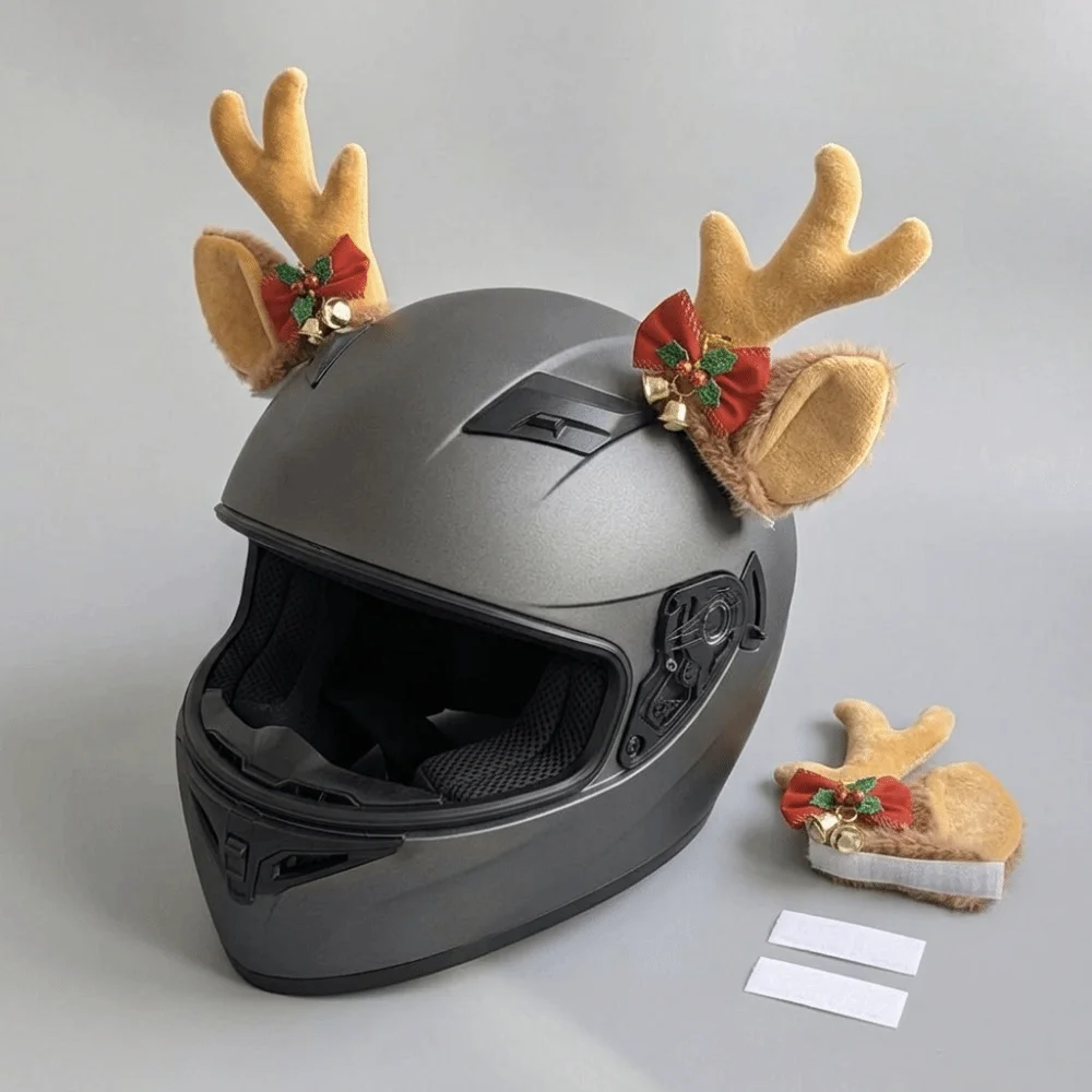 Creative Christmas Antlers Helmet Decor Cute Detachable 3D Fur Antler Motorcycle DIY Antler Decoration