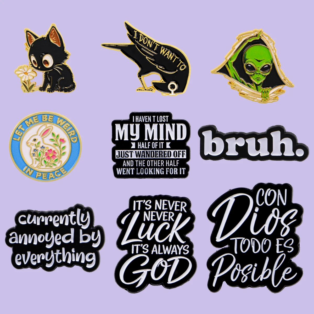 Funny Slogan Enamel Pins Quirky Phrase Brooches Lapel Badges for Backpack Clothes Aesthetic Daily Jewelry Accessories