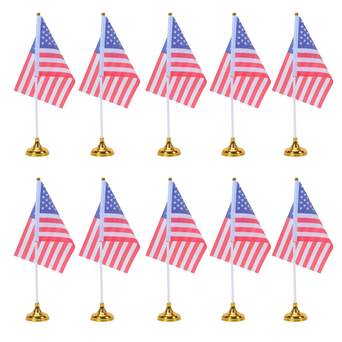 

48 pcs Set USA Decor Desktop Small National Day Small Mini Flag For National Day Office Table Runner Polyester
