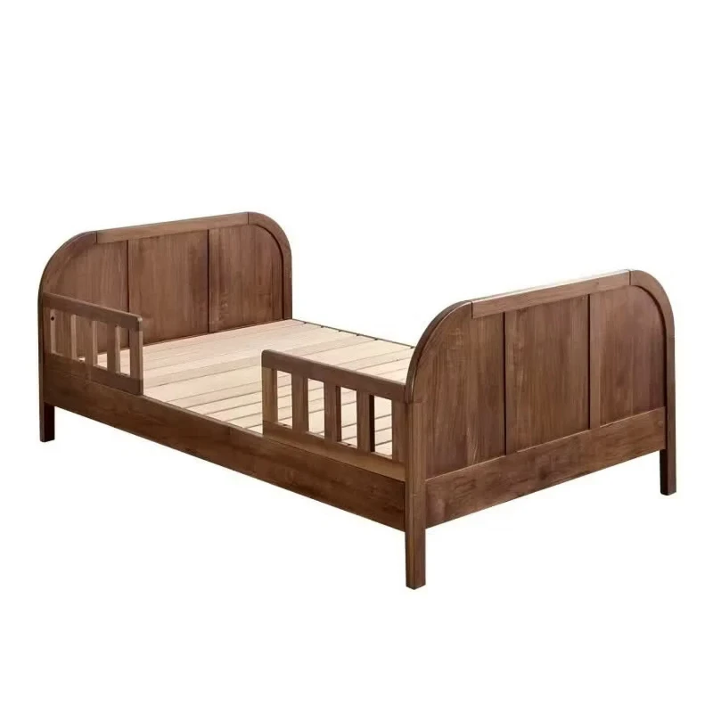 North American Black Walnut, Log, Guardrail, Single Bed, Family Bedroom Fenced Bed