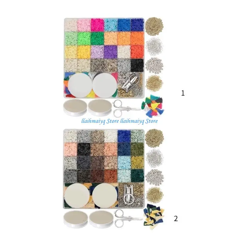 

573B 5333pcs/box Clay Beads for Bracelets Making Colorful Round Spacer Beads DIY Necklace Phone Chain Jewelry Crafts