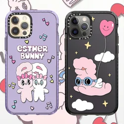 Cute Cartoon Pink Rabbit Case For Iphone 11 14 15 Pro Max Thickened Silicone Soft Funda 12 13 Pro 8 Plus XR XS Anti-fall Cover