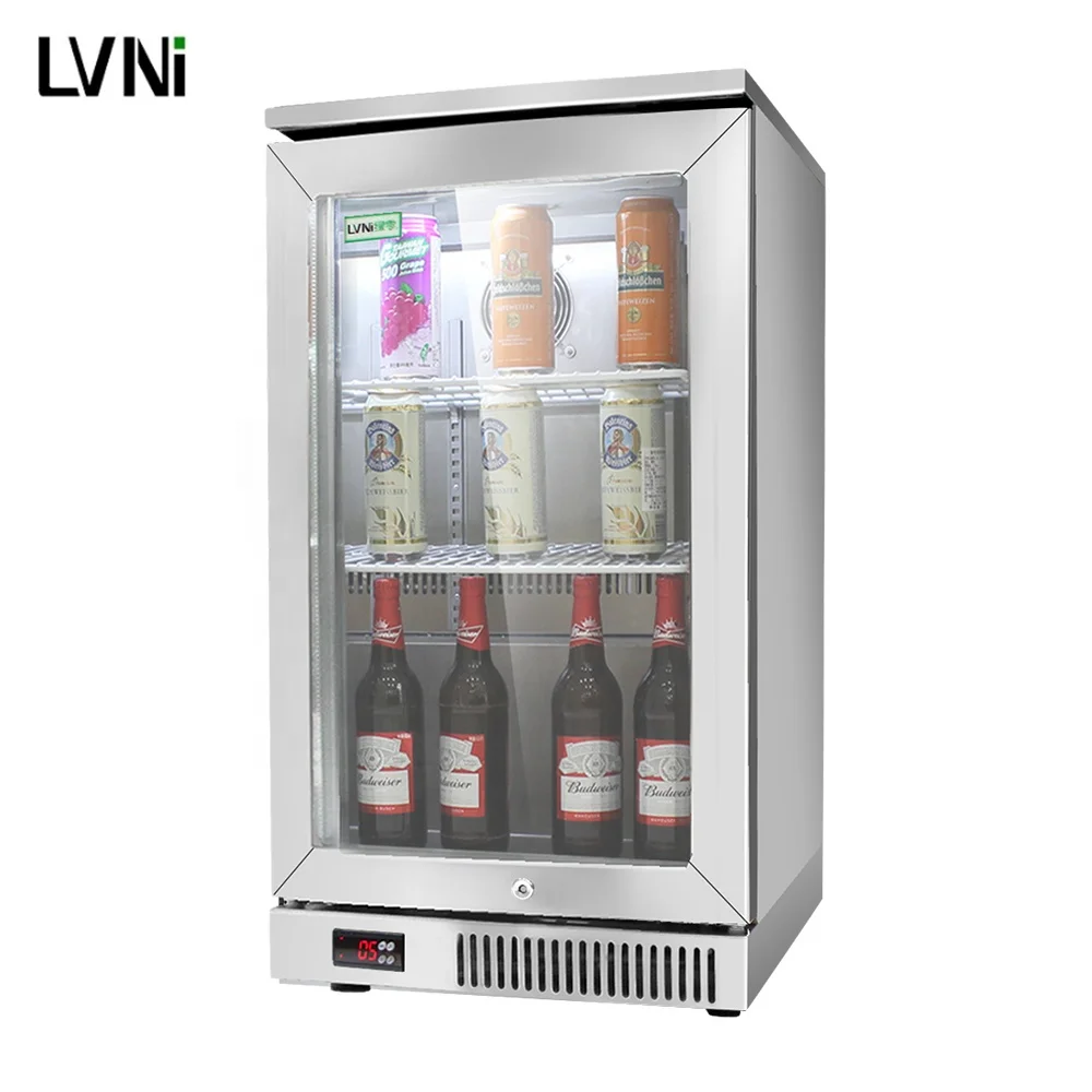 Hotel Display Fridge Air Cooling Single Temperature Bar Refrigerator Glass Hinge Door Beer Back Bar Cooler for Home Club