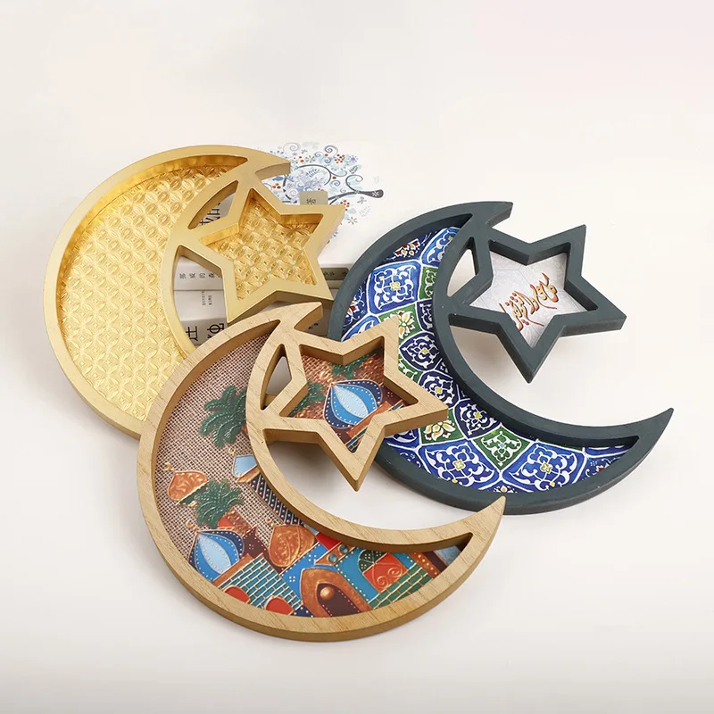 

Деревянный лоток Eid Mubarak Sun Star Moon Tray Рамадан Kareem Moon Star Castle Crafts счастливый Eid Mubarak вечерние 2024 исламский мусульманский Декор