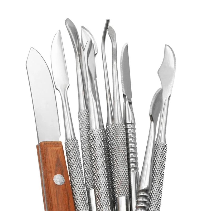 

10 шт., стоматологический шпатель, гипсовый нож, практичный универсальный набор инструментов из нержавеющей стали для резьбы по воску, стоматологический инструмент