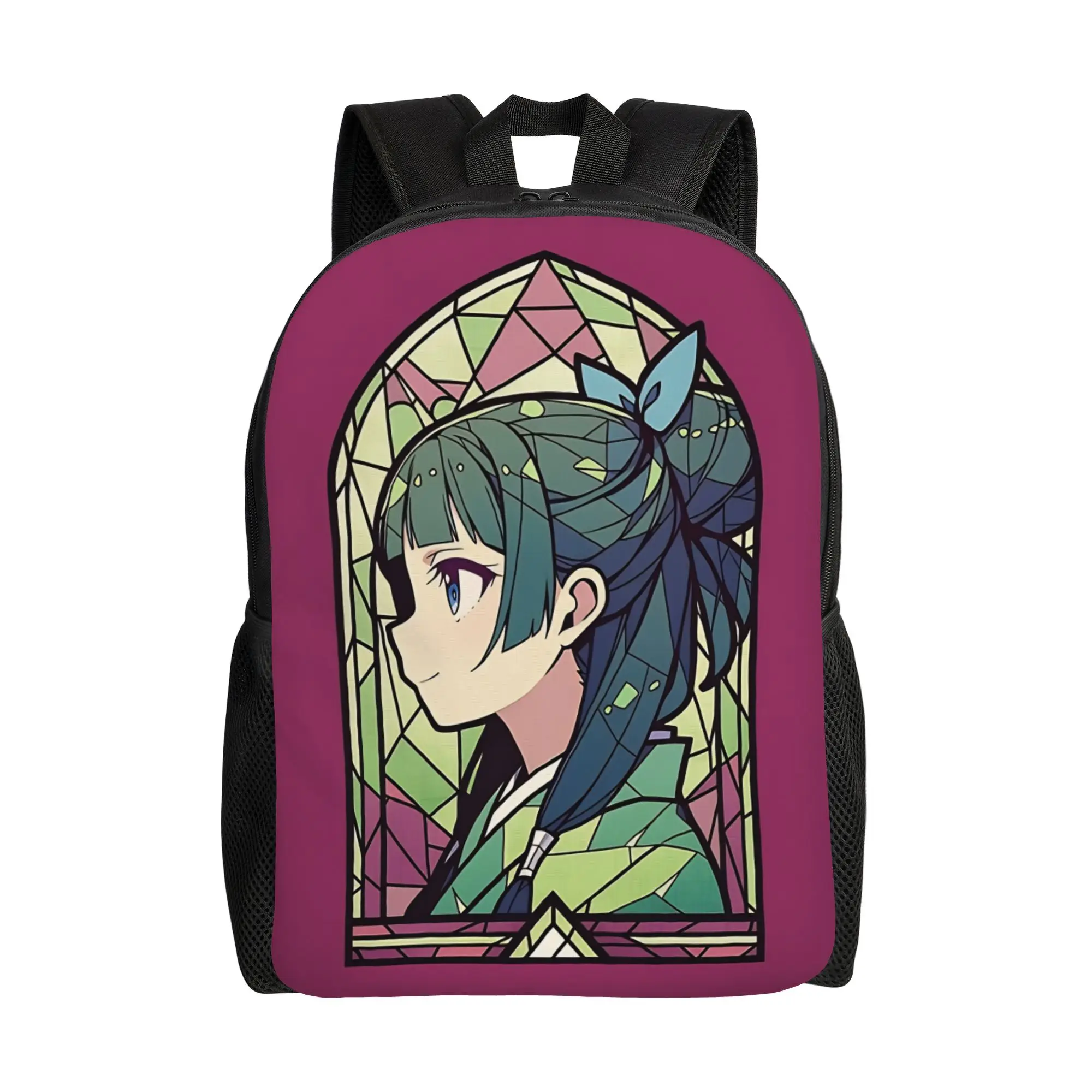 Stained Glass Maomao Backpack  Travel Backpacks Men Cool School Bags Custom Pattern Rucksack