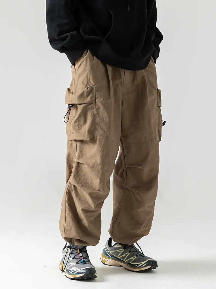 Koreanischer Stil Overalls für Herren Japanische Mode Retro High Street Casual Fashion Taktische Hosen Multi-Taschen Fallschirm-Freizeithosen