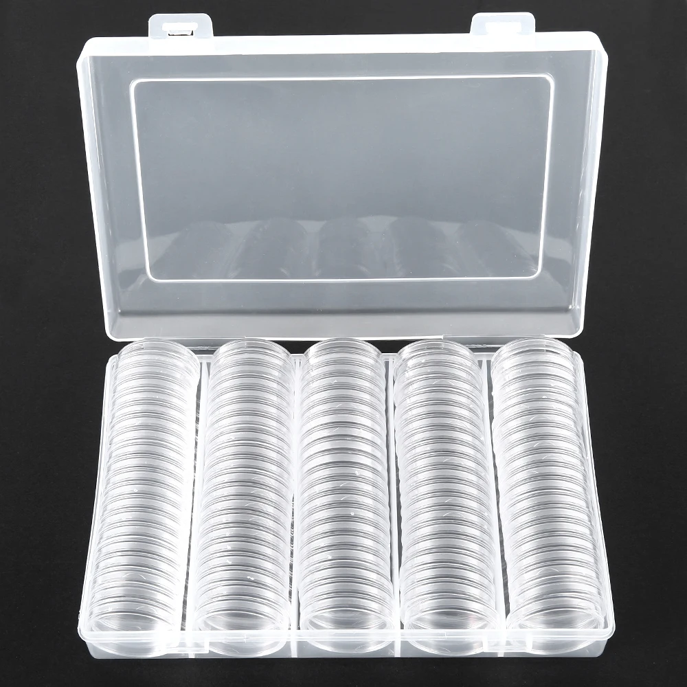 30mm Coinning Capsules Storage Box Clear Plastic Coinning Cases Holders Capsules Collection Cases Round Ring Protection Boxes