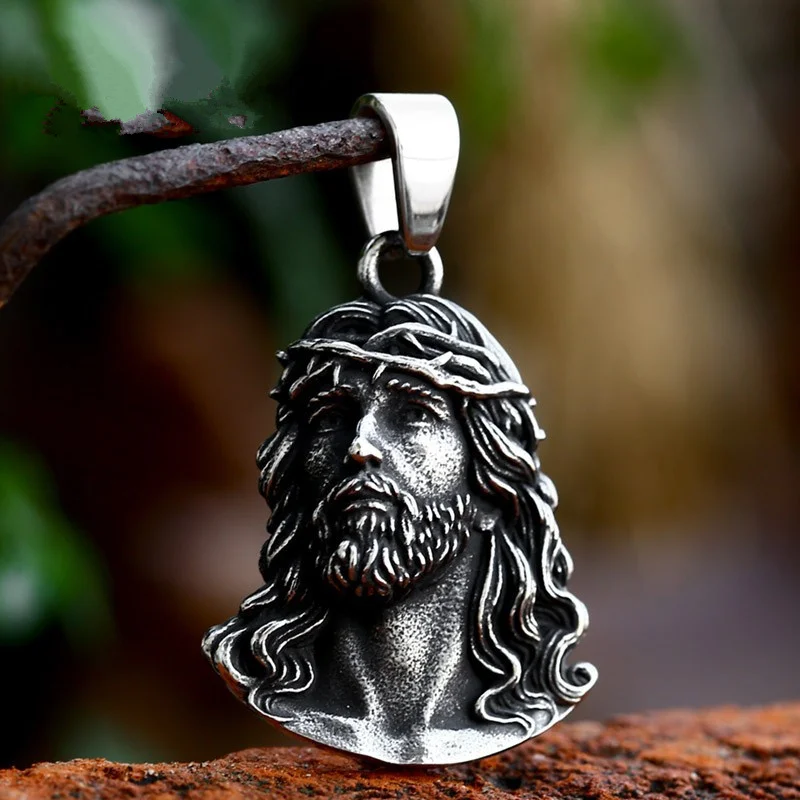 Fashion Religion Jesus Stainless Steel Men Women Necklaces Pendants Chain Punk Vintage Amulet Jewelry Creativity Gift Wholesale