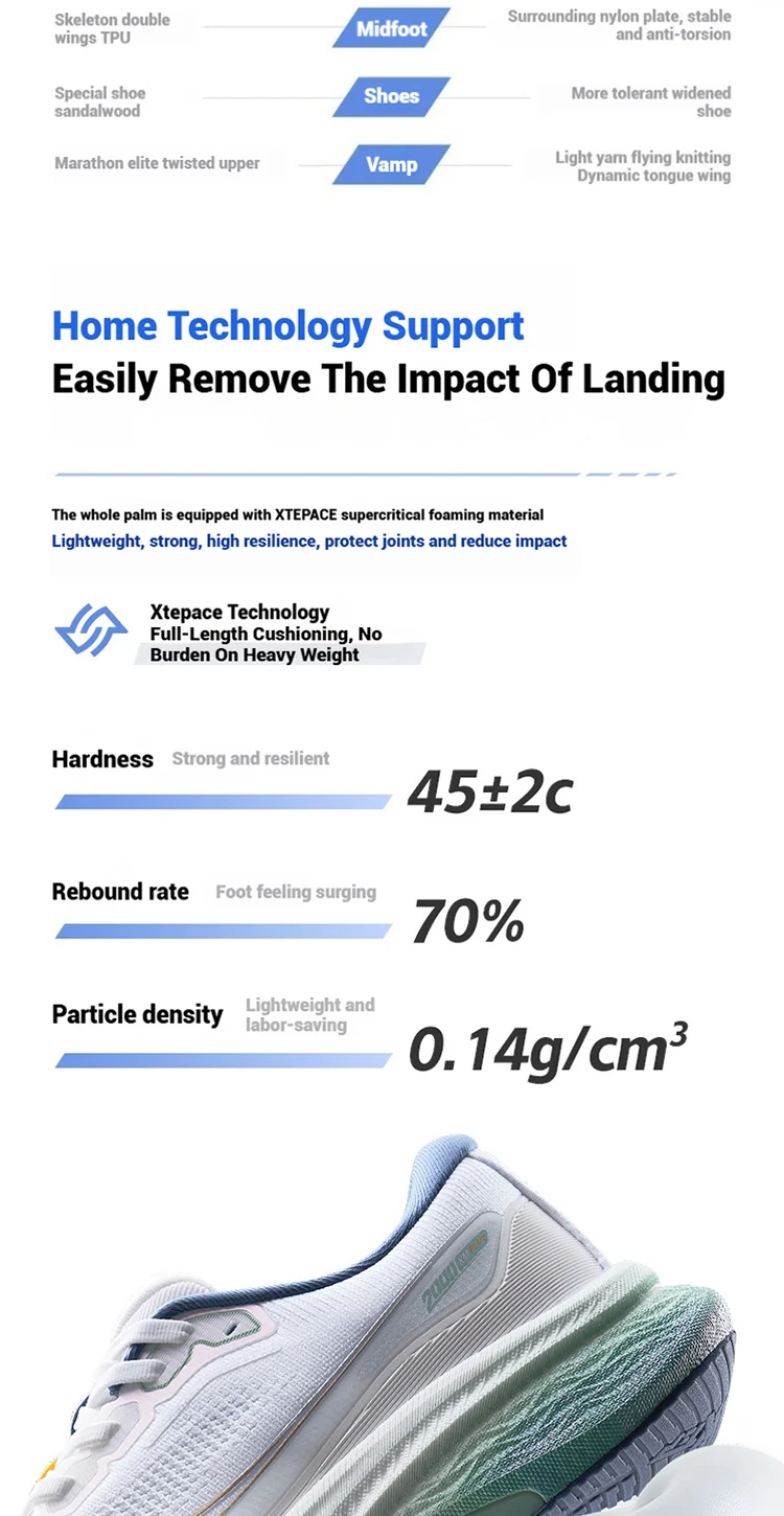 Xtep 2000km Plus Running Shoes 2025 New Spring Lightweight Anti