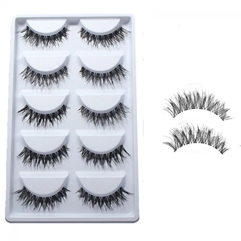 5Pairs Women Thick Handmade Cosmetic Natural False Eyelashes Eye Makeup Tool Long