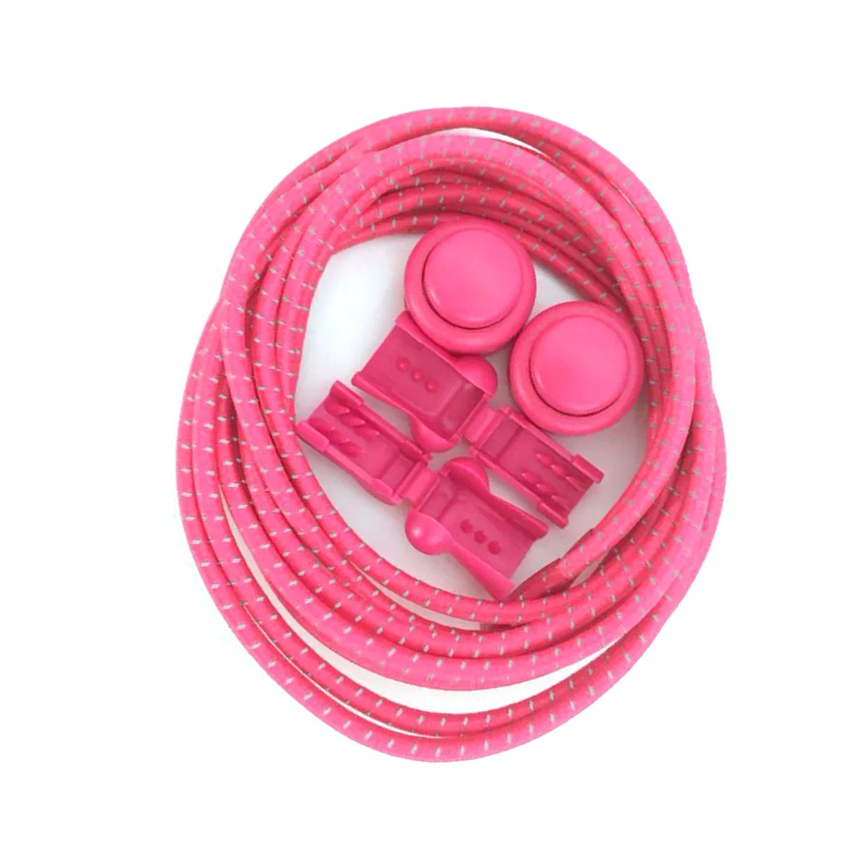 1Pair Reflective Elastic Lazy Shoelaces Pink Sports Shoe Laces Running Hiking Jogging Climbing Adjustable Fit Kids Adults