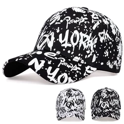 Unisex Letter Graffiti Print Baseball Caps Spring and Autumn Outdoor Adjustable Casual Hats Sunscreen Hat