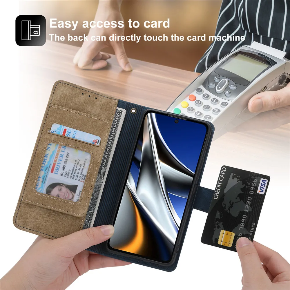 Luxury Business Leather Case For Xiaomi Mi Poco X6 X5 X4 M4 Pro 5G M3 X3 F6 F5 F4 F3 GT F2 F1 M2 X2 M5S M6 Pro Flip Wallet Cover