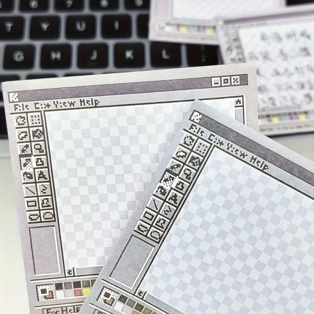 250-Sheet Creative Retro Sticky Notes Computer Drawing Board Unique Memo Pad Square Daily Planning Tips Students