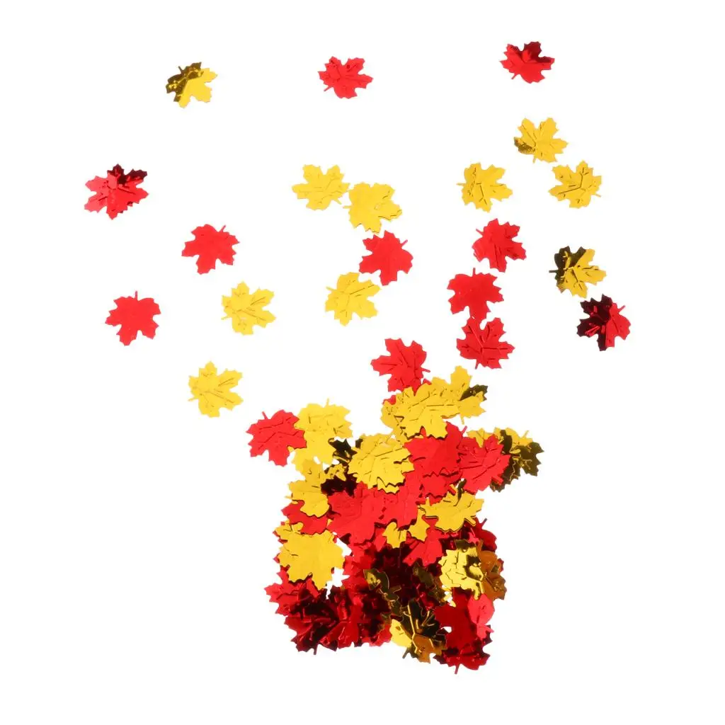 Confeti de mesa con formas de hoja de arce de plástico brillante, decoraciones para fiestas, 15g