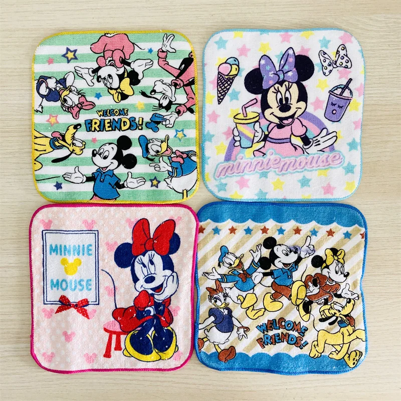 Disney Cotton Cartoon Square Towel Mickey Minnie Mouse Donald Duck Daisy Small Hand Towel Handkerchief Boy Girl 15x15cm