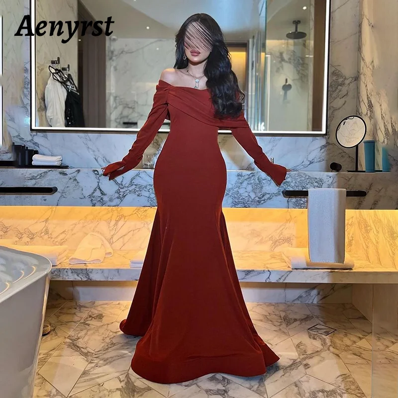 

Aenyrst Saudi Elegant Mermaid Prom Dress Women Off Shoulder Simple Party Evening Dresses Floor Length Formal Occasion Gowns 2024