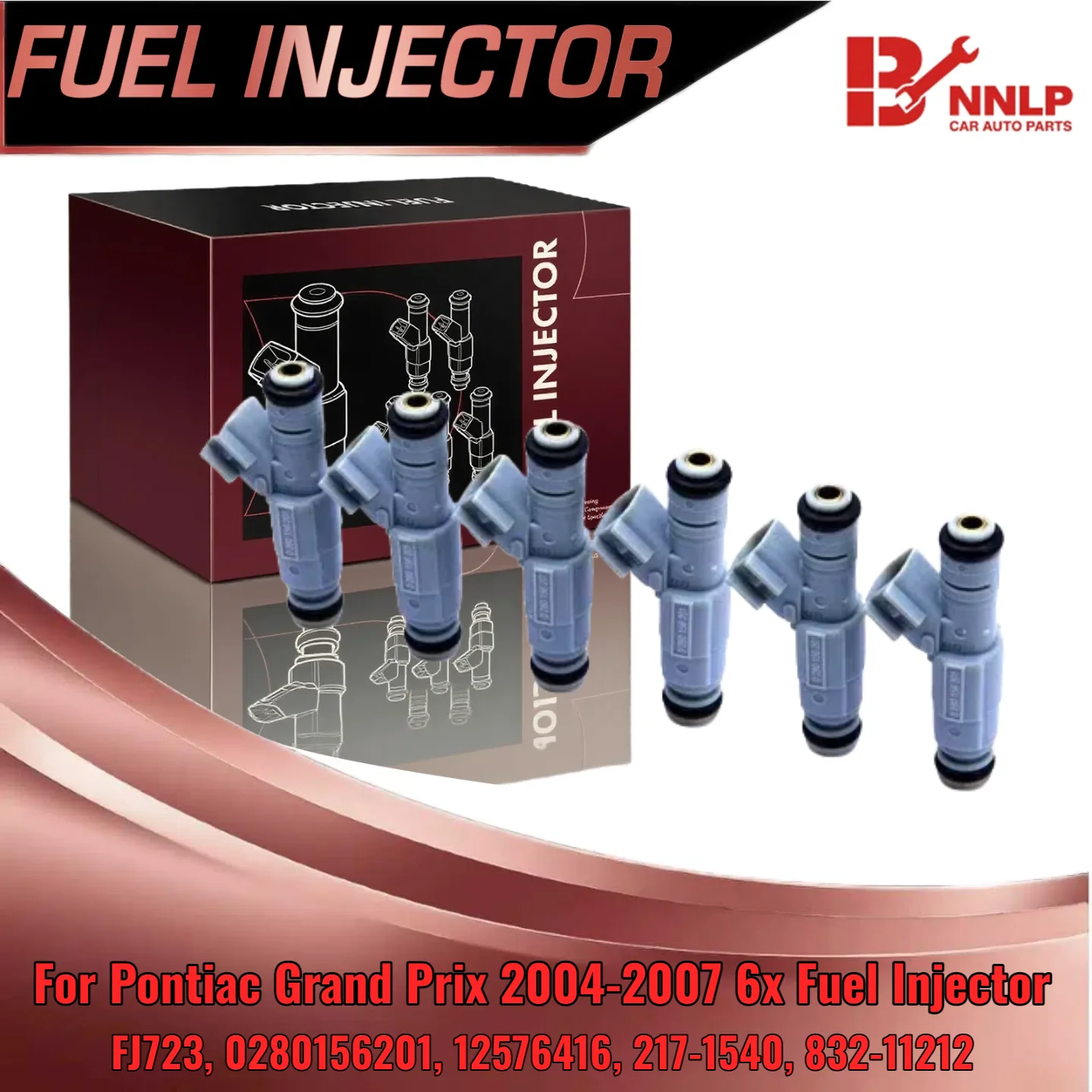 

6PCS Fuel Injectors For Pontiac Grand Prix 2004 2005-2007 V6 3.8L Supercharged FJ723 0280156201