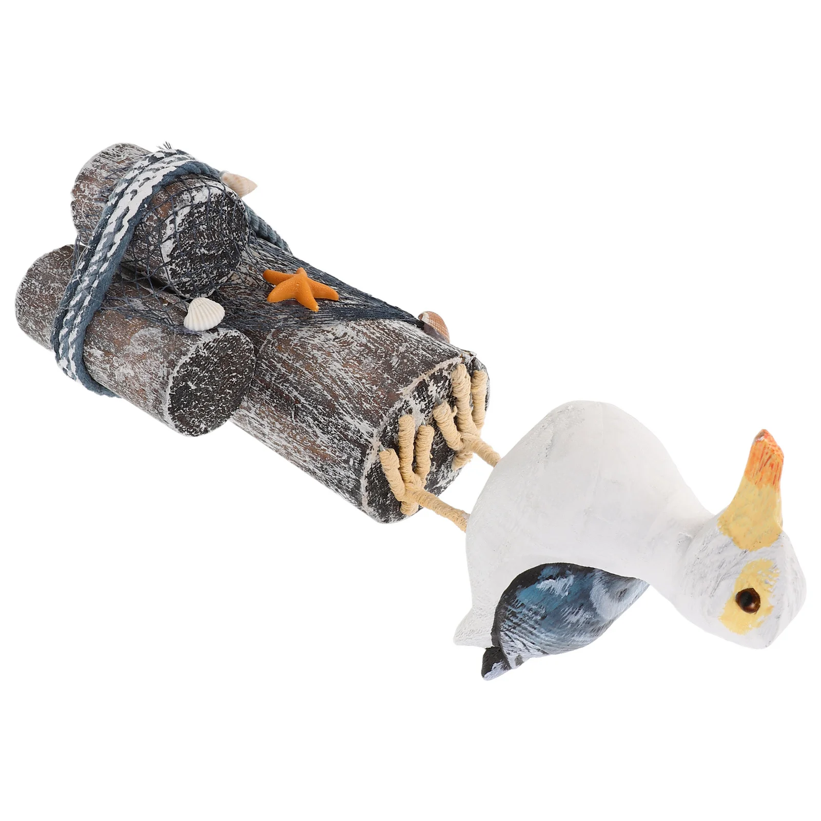 

Mediterranean Style Wooden Seabird Sculpture Hand Carved Coastal Bird Decor Nautical Home Beach Room Decoration