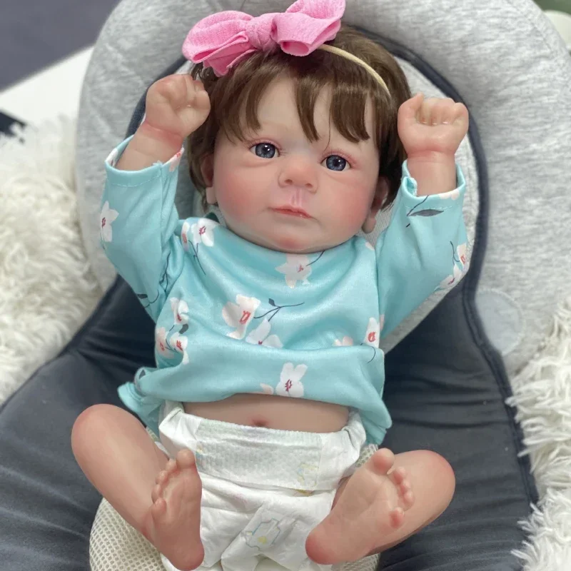 

48CM Felicia Full Body Already Painted Reborn Baby Doll Same as Picture Lifelike Soft Touch3D Skin Hand-Root Hair Visible