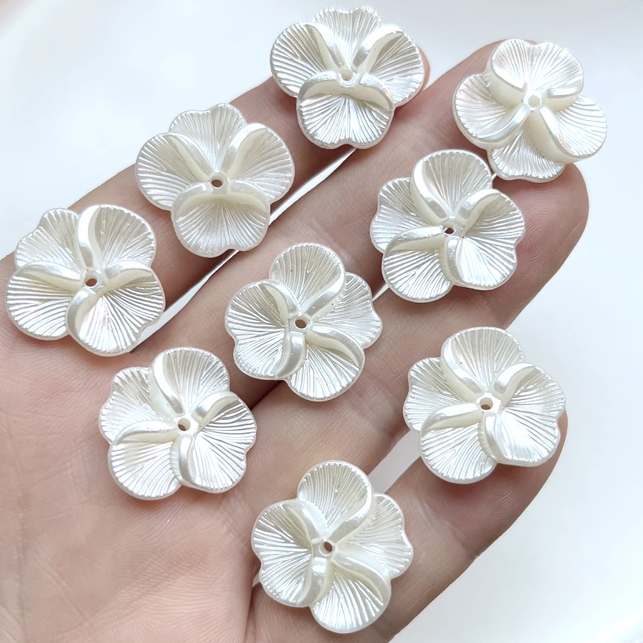 10 pieces  21*22mm rice white flowers ABS straight bead jewelry making DIY bracelet dress decorative flowers