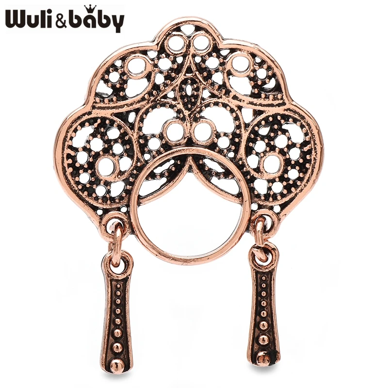 Wuli&baby Vintage Wear Phoenix Coronet Lady Brooches For Women 3-color Metal Beautiful Opera Character Face Party Brooch Pins