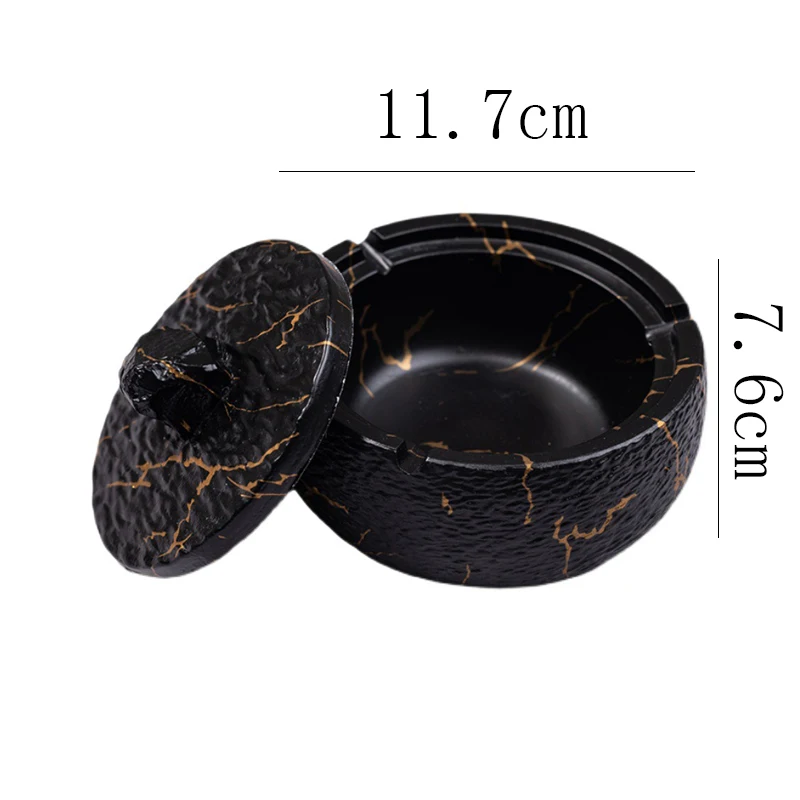 Marbled Ashtray Ceramic Smoking Accessories Living Room Office Outdoor Portable Ashtray with Cover Home Decor for Boyfriend Gift