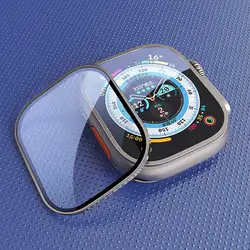 Tempered Glass for Apple Watch Ultra 49mm Titanium Metal Frame Anti-Scratch film for Series Ultra 2 Screen Protector Accessories