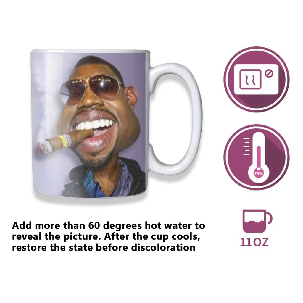 Funny Kanye West Ye Free shipping Mug Changing Color Ceramic Coffee Mugs Magic Tea Cup Best Gift